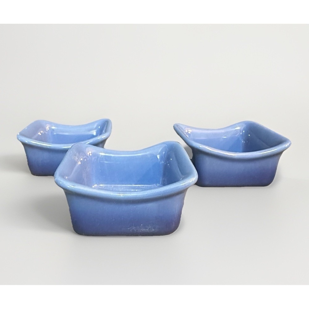 Rachael Ray Blue Stoneware 3oz Ramekin Dipping Bowls H016 Set‎ of 3
